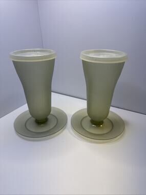 Vintage Tupperware Lot Of 2 Parfait / Sundae Cups Smoke Gray with Lids
